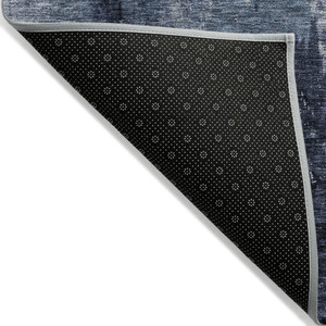 9' X 12' Navy Blue Black And Gray Abstract Washable Indoor Outdoor Area Rug