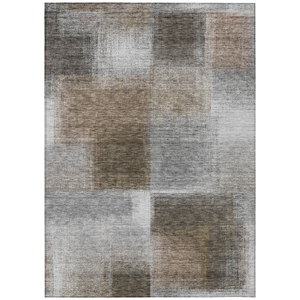 8' X 10' Silver Gray And Beige Abstract Washable Indoor Outdoor Area Rug