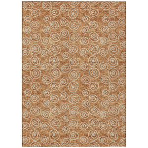 9' X 12' Terra Cotta Copper And Beige Geometric Washable Indoor Outdoor Area Rug