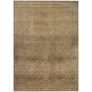 8' X 10' Khaki And Beige Geometric Washable Indoor Outdoor Area Rug