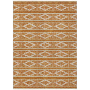 10' X 14' Copper And Ivory Geometric Washable Indoor Outdoor Area Rug