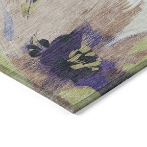 9' X 12' Purple And Lavender Floral Washable Indoor Outdoor Area Rug - 880016600179