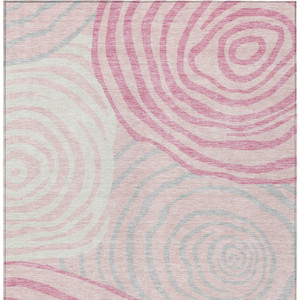 10' X 14' Pink Ivory And Gray Abstract Washable Indoor Outdoor Area Rug
