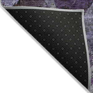 8' Round Purple and Green Round Floral Washable Non Skid Indoor Outdoor Area Rug