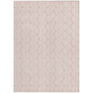 8' X 10' Pink And Gray Ogee Washable Indoor Outdoor Area Rug