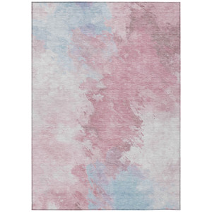 8' X 10' Blush Ivory And Blue Abstract Washable Indoor Outdoor Area Rug