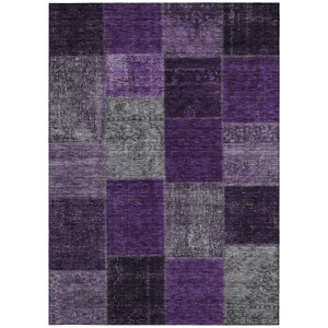 10' X 14' Eggplant Purple And Lilac Patchwork Washable Indoor Outdoor Area Rug