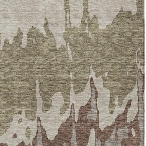 9' X 12' Beige And Taupe Abstract Washable Indoor Outdoor Area Rug - Beige, Taupe