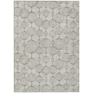 8' X 10' Beige And Brown Geometric Washable Indoor Outdoor Area Rug