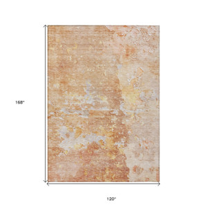 10' X 14' Salmon Abstract Washable Indoor Outdoor Area Rug - 880016708950