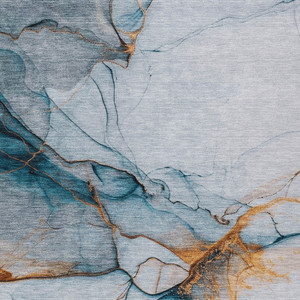 9' X 12' Sky Blue And Copper Abstract Washable Indoor Outdoor Area Rug