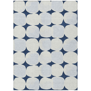 10' X 14' Navy Blue Gray And Ivory Abstract Washable Indoor Outdoor Area Rug