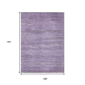 9' X 12' Purple And Lavender Abstract Washable Indoor Outdoor Area Rug - Purple, Lavender