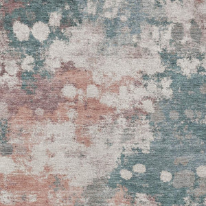 8' X 10' Coral And Teal Blue Abstract Washable Indoor Outdoor Area Rug