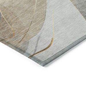9' X 12' Gray Silver And Rust Abstract Washable Indoor Outdoor Area Rug
