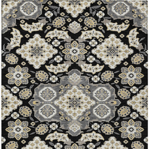 10' X 14' Black Gray And Beige Medallion Washable Indoor Outdoor Area Rug