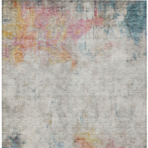 8' X 10' Teal Blue Abstract Washable Indoor Outdoor Area Rug