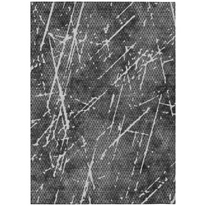 10' X 14' Charcoal Ivory And Gray Abstract Washable Indoor Outdoor Area Rug