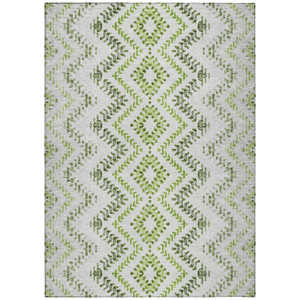 10' X 14' Green Ivory And Gray Geometric Washable Indoor Outdoor Area Rug