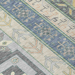 8' Silver Beige And Gold Round Aztec Washable Indoor Outdoor Area Rug