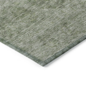 9' X 12' Olive Green And Beige Floral Washable Indoor Outdoor Area Rug - Olive Green, Beige