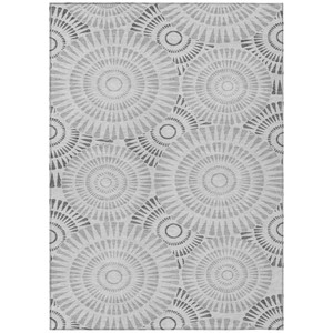 8' X 10' Gray And Dark Gray Geometric Washable Indoor Outdoor Area Rug