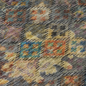 9' X 12' Gray Green And Terra Cotta Floral Washable Indoor Outdoor Area Rug