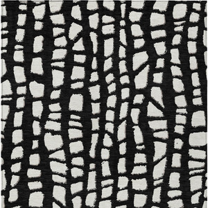 9' X 12' Black And Ivory Abstract Washable Indoor Outdoor Area Rug - 608219330071