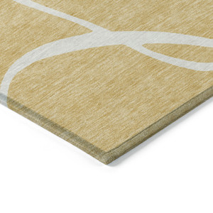 8' X 10' Gold And Ivory Abstract Washable Indoor Outdoor Area Rug Transitional Style - Gold, Ivory Color