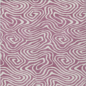 8' X 10' Plum And Ivory Abstract Washable Indoor Outdoor Area Rug