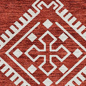 9' X 12' Red And Ivory Southwestern Washable Indoor Outdoor Area Rug