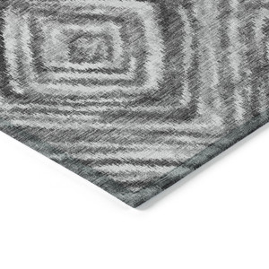 9' X 12' Gray Silver And Ivory Geometric Washable Indoor Outdoor Area Rug - 608219322298