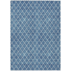 10' X 14' Denim Blue And Ivory Geometric Washable Indoor Outdoor Area Rug - 608219038229