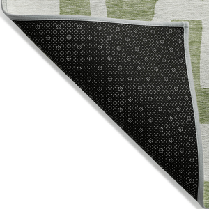 10' X 14' Green And Ivory Abstract Washable Indoor Outdoor Area Rug