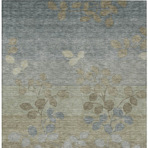 8' X 10' Khaki And Gray Floral Washable Indoor Outdoor Area Rug - 880016780697
