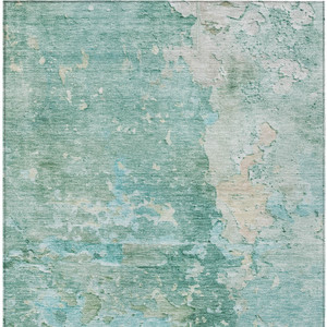 8' X 10' Emerald Abstract Washable Indoor Outdoor Area Rug