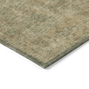 9' X 12' Artichoke Green And Beige Medallion Washable Indoor Outdoor Area Rug - Artichoke Green, Beige