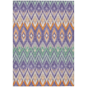 9' X 12' Purple Lilac And Orange Southwestern Washable Indoor Outdoor Area Rug