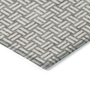 10' X 14' Taupe And Gray Geometric Washable Indoor Outdoor Area Rug