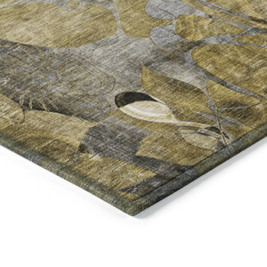 8' X 10' Green and Brown Abstract Washable Indoor Outdoor Area Rug