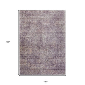 10' X 14' Plum And Lavender Floral Washable Indoor Outdoor Area Rug - Plum, Lavender