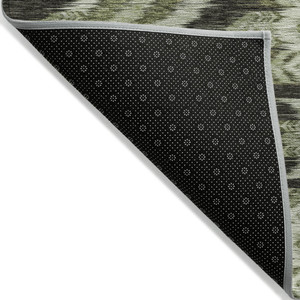 9' X 12' Olive Green And Artichoke Green Southwestern Washable Indoor Outdoor Area Rug - Olive Green, Artichoke Green