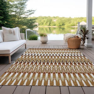 8' X 10' Terra Cotta Beige And Red Southwestern Washable Indoor Outdoor Area Rug