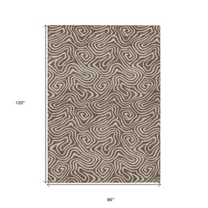 8' X 10' Brown And Beige Abstract Washable Indoor Outdoor Area Rug - 880016666618
