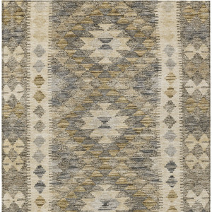 9' X 12' Beige Geometric Washable Indoor Outdoor Area Rug