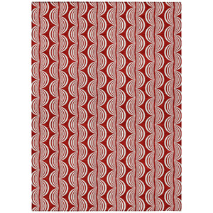 8' X 10' Red And Ivory Ogee Washable Indoor Outdoor Area Rug