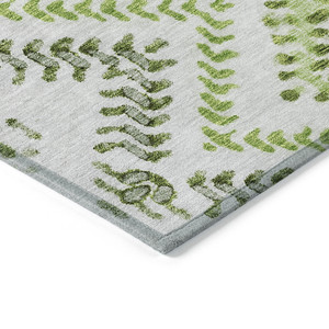 8' X 10' Green Ivory And Gray Geometric Washable Indoor Outdoor Area Rug