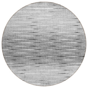 8' Gray And Charcoal Round Abstract Washable Indoor Outdoor Area Rug