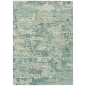 8' X 10' Teal Blue Linen And Pale Aqua Abstract Washable Indoor Outdoor Area Rug