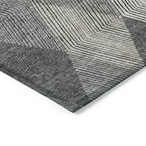 9' X 12' Pewter Gray And Gold Argyle Washable Indoor Outdoor Area Rug